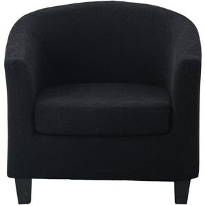 Jacquard Club Chair Slipcover 2 Piece Stretch Accent Barrel Chair Cover Armchair Sofa Slipcovers Removable Tub Chair Cover Furniture Protector Chair Covers for Living Room,Black