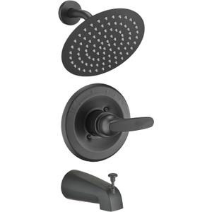 8" Rain Shower Faucet Compatible with Delta 13/14 Series Tub Trim Kit, High Pressure Round Rain Shower Head& Handle Set System, Matte Black (Valve& Catridge Not Inclued)
