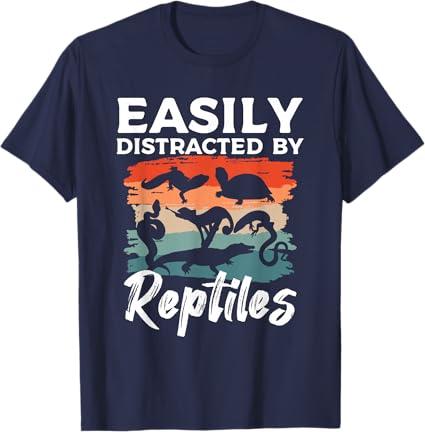 Easily Distracted by Reptiles Herpetology Herpetologist T-Shirt, M