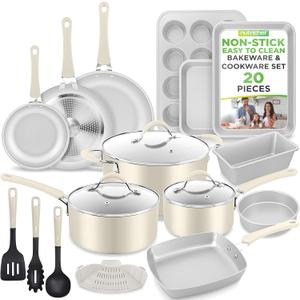 NutriChef 20 Piece Nonstick Cookware & Bakeware Set – Pots and Pans Set, Assorted Sizes