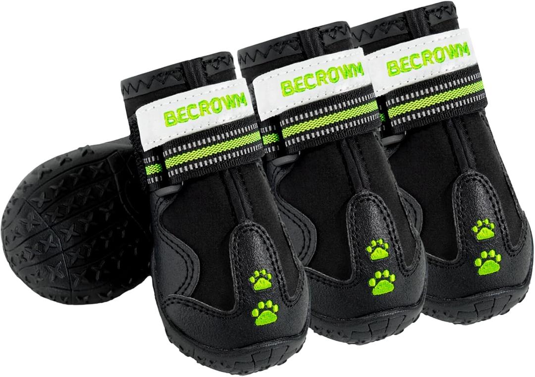 Dog Shoes&Dog Boots for Small,Medium,Large Dogs,Waterproof Non-Slip Shoes for Winter&Hiking,Adjustable Paw Protection, for Dogs(#4 (width2.36inch) for 33-44 lbs)