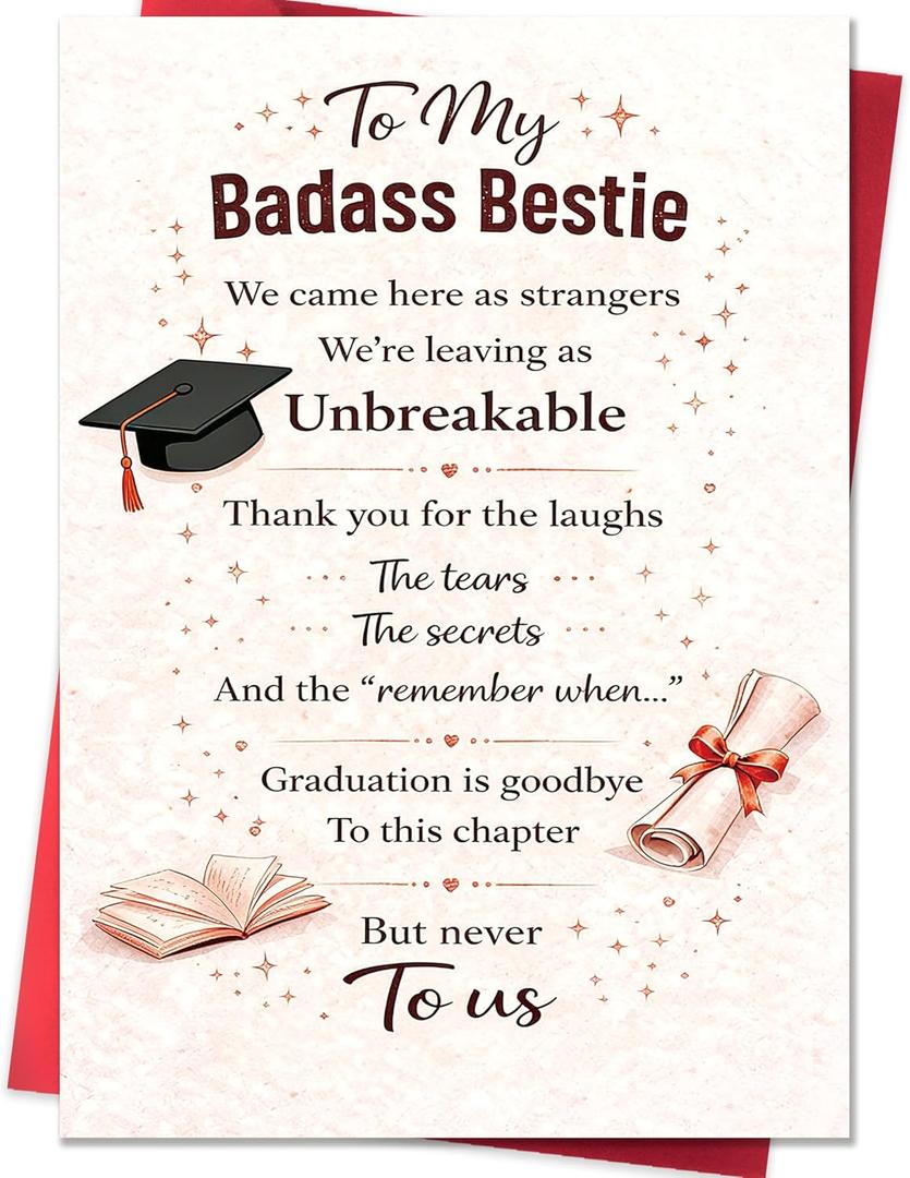 2 x Graduation Card for Bestie Best Friend,Graduation Gifts Cards for Her,2026 High School & College Graduation Cards Gifts Decorations for Girls Bestie Friend Her BFF Female Roommate
