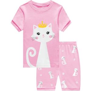 Little Hand Toddler Girls Pajamas Short Pjs Set Dinosaur Unicorn Jammies Cat Sleepwear Cotton Clothes 6T