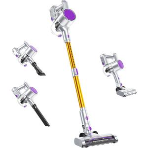 OLIXIS Cordless Vacuum Cleaner with Flexible Steering & Extendable Pole,3 Brush Heads, Lightweight Wireless Rechargeable Upright Vacuum with LED Light & Wall Mount for Hardwood Floors & Carpet