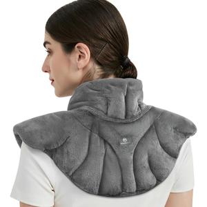 Microwavable Heating Pad for Neck and Shoulders, Weighted Microwave Moist Neck Wrap for Pain Relief Sore Muscle Stress Tension, Heated Wrap with Aromatherapy, Hot & Cold Compress, Grey