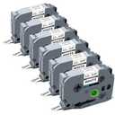 6-Pack P Touch Label Tape, TZe TZ Tape 12mm 0.47 Laminated White Compatible with Brother P Touch Label Maker Tape TZe231 TZe231 Ptouch Refill for PT-H110 D220 D210 1280 1290 2040, Black on White