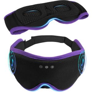 LC-dolida Sleep Mask with Headphones Bluetooth 5.4, 3D Sleeping Headphones for Side Sleepers Bluetooth Sleep Mask Blackout Bluetooth Eye Mask for Sleeping Travel Meditation Men Women