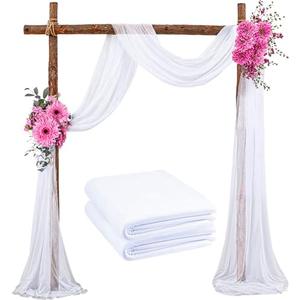 Sage At Sunrise Arch Draping 2 Pack White Wedding Decor/White Fabric for Wedding Arch Draping Fabric/Wedding Decorations for Ceremony/Chiffon Fabric for White Drapes or Other Wedding Stuff/Sheer