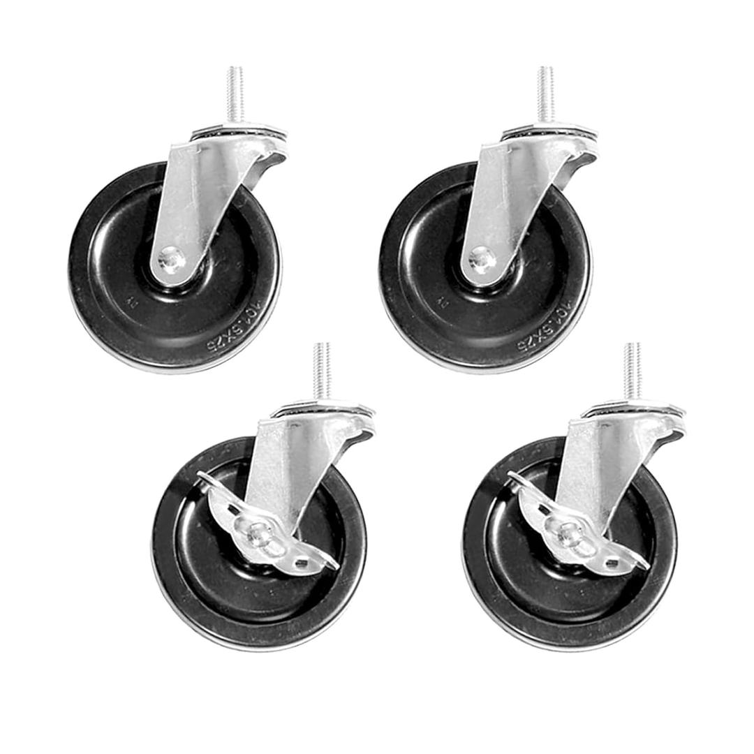 3" Diameter, Shelving Wheel Compatible with Seville Classics Heavy Duty Stem Threader Swivel Locking Casters Set for Office, Kitchen, Garage, Warehouse, 4 Wheels
