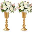 2 Pack Metal Wedding Flower Trumpet Vase, 12.4 Inch Tall Flower Stand, Decorative Centerpiece Artificial Flower Arrangements for Wedding, Birthday, Anniversary Ceremony, Home Decor