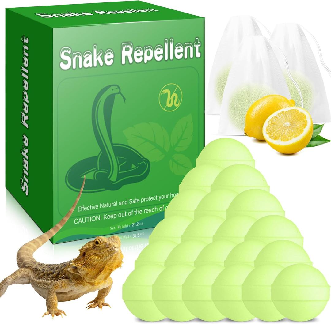 24 Pack Snake & Lizard Repellent for Yard, Natural Rodent Repellent Balls for Outdoors and Indoor, Keep Snakes Lizard and Rodent Away from Lawn Yard Garden Camping Fishing Pet Safe