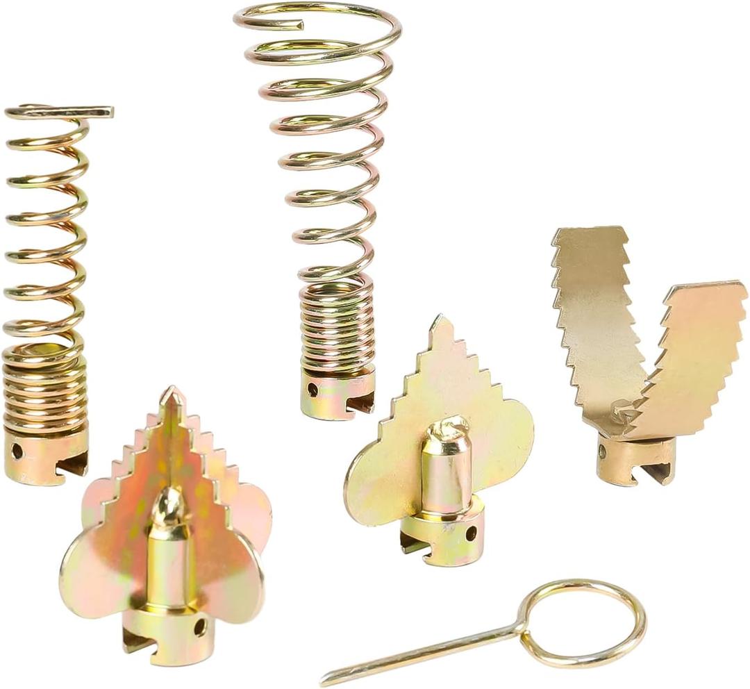 6-Piece Drain Snake Head Set (7/8 Inch)  Includes 4-Blade Sawtooth Cutter,Straight Retrieving Auger,Spade&Sharktooth Cutter,Retrieving Tool,Spring Key Compatible with K-60SP, K-60SE, K-750 Machines