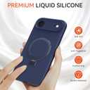 Compatible with iPhone Air Case with Stand, Full Camera Protection Slim Liquid Silicone Phone Cases for iPhone 17 Air Compatible with MagSafe Magnetic Ring Kickstand Case 6.5", Dark Blue