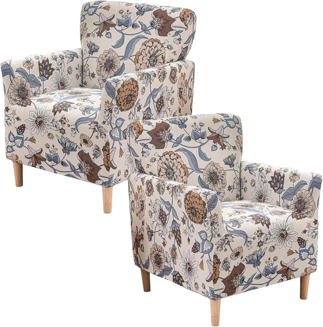 Printed Banquet Armchair Slipcovers Soft Chair Covers Armchair 2-Piece Stretch Chair Covers for Living Room Nonslip Outdoor Armchair CoverPets Friendly Furniture Protector