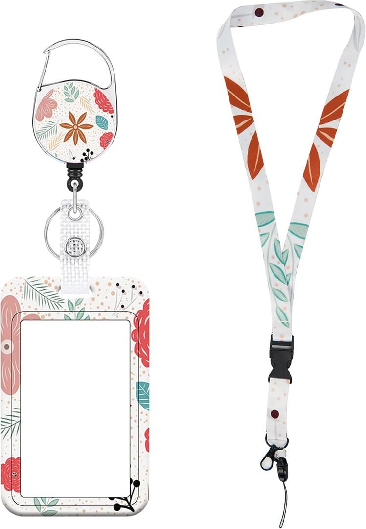 3 x ID Badge Holder with Lanyard - Retractable Badge Reel & Detachable Neck Strap for Nurses, Teachers, Students & Office Staff - Vertical ID Holder with Teacher Lanyard (White)