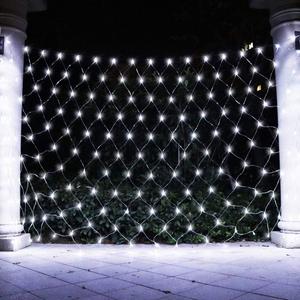 Net Light Outdoor Mesh Christmas Decorations, 100LED String Light Plug in Connectable Tree Warp Hanging 5ft x 5ft for Halloween, Shrubs, Lawn, Backyard, Walkway, Bushes, Garden Decor-White