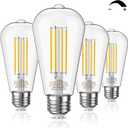 2 x Edison Light Bulbs 5.5W, 60W Equivalent Dimmable Vintage LED Light Bulbs, 500LM E26 Medium Base Soft White 2700K LED Bulb,ST19 90+ CRI Decorative Filament LED Bulb,Clear Glass, 4 Pack