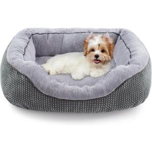 INVENHO Small Dog Bed for Small Dogs, Cat Beds for Indoor Cats Washable, Orthopedic Dog Bed, Warming Soft Calming Sleeping Puppy Bed Durable Pet Bed with Anti-Slip Bottom S(20"x19"x6") (Grey)