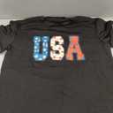 Women's Patriotic USA Floral Print Short Sleeve T-Shirt Black, Large
