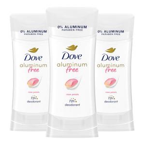 Dove Aluminum Free Deodorant for Women 3 Count Rose Petals 72 hour odor protection 2.6 oz