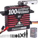 HobbyPark Waterproof 1380oz-in 100KG Servo 16.8V HV Servo High Torque Servo Brushless Motor Full Metal Gear RC Servo Programmable for 1/8 1/10 RC Crawler Truck RC Car Buggy Robotic Control Angle 180