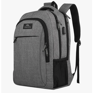 MATEIN Travel Laptop Backpack, Business Anti Theft Slim Sturdy Laptops Backpack with USB Charging Port, Water Resistant College School Computer Bag Gift for Men & Women Fits 15.6 Inch Notebook, Grey