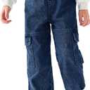 Haloumoning Boys Cargo Jeans Kids Elastic Waist Jogger Denim Pants Casual Trousers with Pockets 4-14 Years