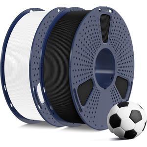 SUNLU 3D Printer Filament Bundle PLA Matte 1.75mm, Super Neatly Wound PLA Filament with Matte Finish, Print with 99% FDM 3D Printers, 1kg Spool (2.2lbs), 2 Packs, Matte Black+Matte White