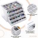Misdary 90 Grid Rock Collection Box Clear Acrylic Display Case for Kids 5 Drawers Velvet Insert Rock Storage Box for Collectibles Crystal Display Shadow(Gray)