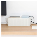 White Cable Box Organizer, Plastic Cord Hider Box with Lid for Desk and Floor, Power Strips Cover for Home, Office, Computer, TV, School, Kitchen, Surge Protector Cover (Small)