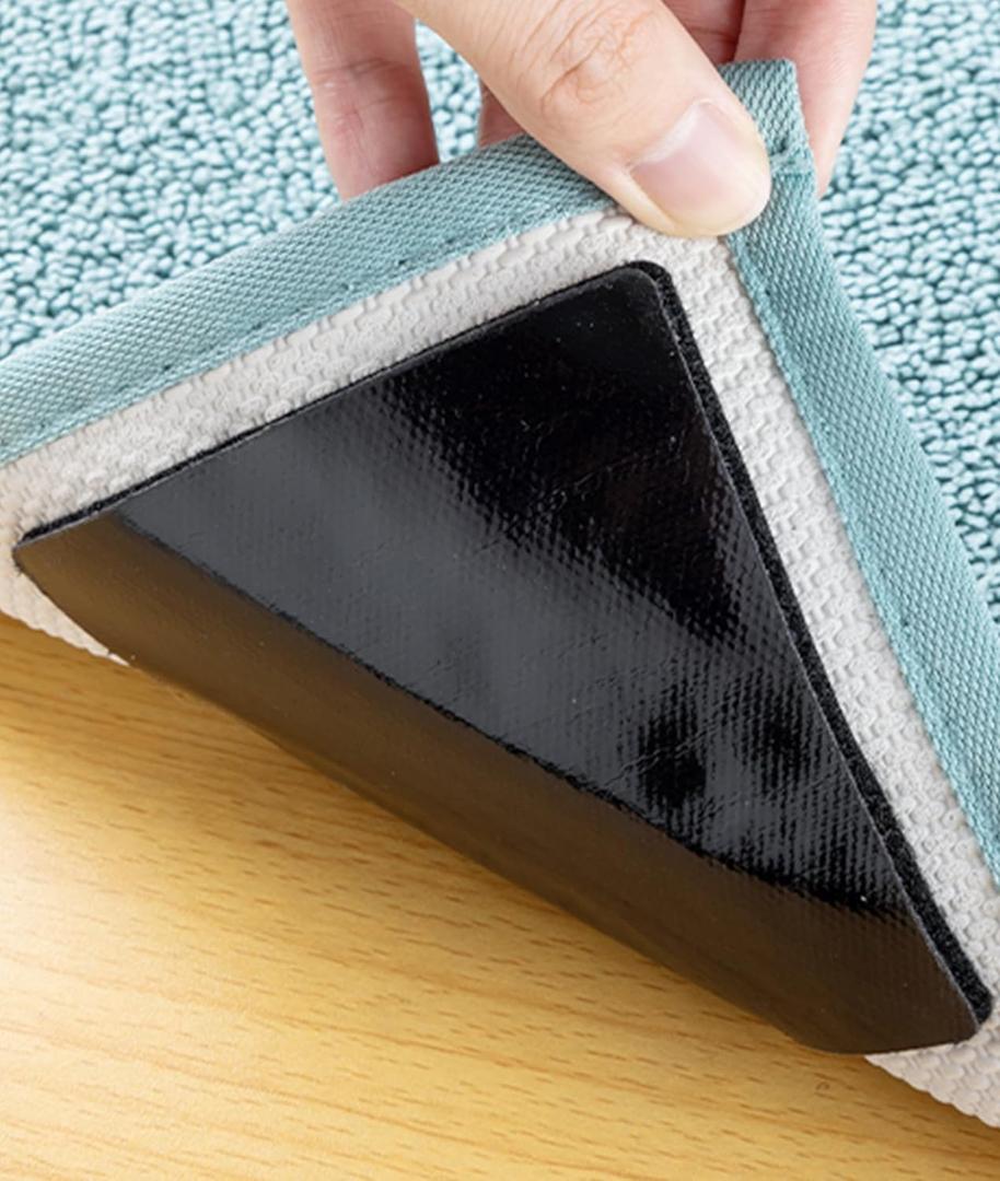 Audend Double Sided Rug Gripper, 12 Pack Non Skid Rug Pads, Rug Stickers on Wood Floor and Tile Floors, Black Carpet Gripper, Rug Gripper for Indoor, Outdoor, Home, Kitchen, Yoga Mat