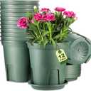 EHWINE Plant Pots, 12 Pack 7 Inch Plastic Planters for Indoor Plants with Drainage Hole and Tray, Flower Nursery Pot Indoor Plant pots for Patio Garden Home Office Flowers Succulents