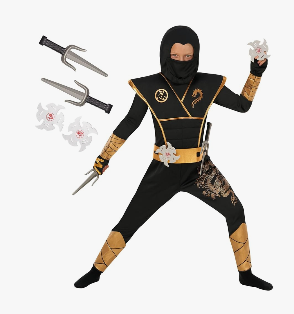 Morph Deluxe Boys Ninja Costume With Ninjas Warrior Toy Accessory, Kids Ninja Costumes, Boy Halloween Costume