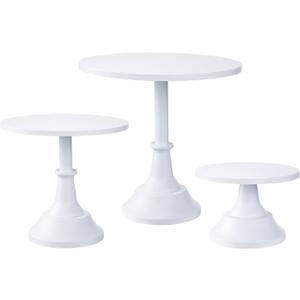 HBlife 3-PCS White Cake Stand Set (8"/10"/12" Plate) for 6-10 Inch Cakes, Perfect Dessert Table Display Set, Cupcake&Cake Stands for Party, Wedding, Birthday, Baby Shower, Anniversary (Metal)