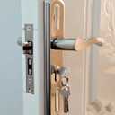 Storm Door Handle Replacement Set Stainless Steel Storm Door Handle with Lock Modern Exterior Door Parts Fits 4.45 - 7.9inch Hole Distance (Silver)