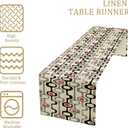 Mid Century Table Runner, Retro Design of Organic Oval Shapes and Stripes Print Table Runner for Kitchen Dining Room Wedding Party Decor, Black Red 13x60 Inch (W13"x L60")