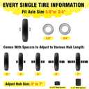 4.80/4.00-8" Tire and Wheel Flat Free 2 PCS, 16" Solid Wheelbarrow Tire with 5/8" & 3/4" Bearings,3"-7" Centered Hub, 14"-16" Universal Fit for Hand Truck/Garden Trailer/Trolley/Wagon, 15.35 inches
