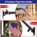 American Flag and Flag Pole for House Outside, 5ft Heavy Duty Flag Poles Kit with 3x5 Embroidered USA Flag, Tangle Free Steel Black Flag Pole with Bracket for Residential, Commercial, Outdoors Garden