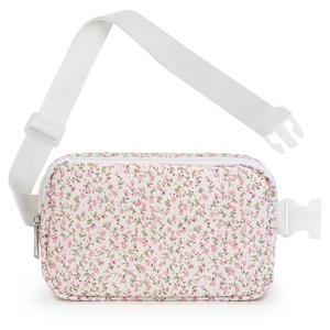 Floral Fanny Pack For Women, Belt Bag Teen Girls Crossbody Bags Christmas Birthday Graduation Gifts For Wife Daughter Sister Lightweight Waist Pack Purse For Travel Park, Pink