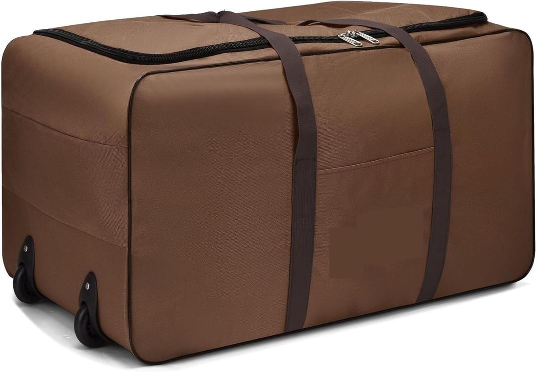 Luggage 600D Oxford Foldable Wheel Travel Bags Luggages Storage Bag with Wheels Large Capacity Carry On Luggage Trolley Suitcase Suitcase(Brown)