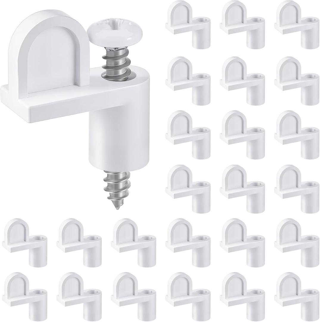 Blulu 24 Pack 3/8 in Nylon Window Screen Clip with Screws Offset Clips for Fastens Storm Window, Storm Panels, Screen Door Clips (White)