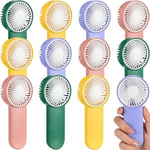 Sumind 12 Pcs Small Personal Portable Fan Mini Handheld Bulk 1 Speed Electric Cute Battery Powered for Neck Lash Makeup Women Men Travel Camping Indoor Outdoor Summer (4 Colors)