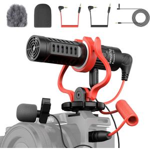 SMALLRIG Shotgun Mic for Camera, Video Microphone for DSLR & for iPhone, Camera Microphone for Sony and for Canon, with Shock Mount, Deadcat Windscreen, Dual Channel for Vlogging and Interview
