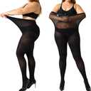 MANZI Women's 2 Pairs Control Top Pantyhose High Waist Plus Size Tights Ultra-Soft (3X-Large, Black)
