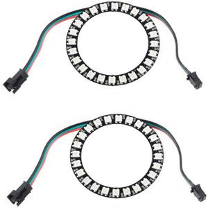 24 Bits WS2812 RGB LED Ring with SM2.54-3P Wire, 24 X WS2812 5050 Addressable LED Pixel Full Color with Integrated Drivers DC5V for Arduino Raspberry Pi ESP8266 Nodemcu (Pack of 2pcs)