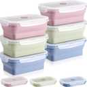 Mifoci 6 Pcs Silicone Containers for Food Collapsible Food Storage Containers with Airtight Lids Stacking Leftover Foods Storage Lunch Box for Freezer Microwave Dishwasher Safe(Morandi,27 oz)