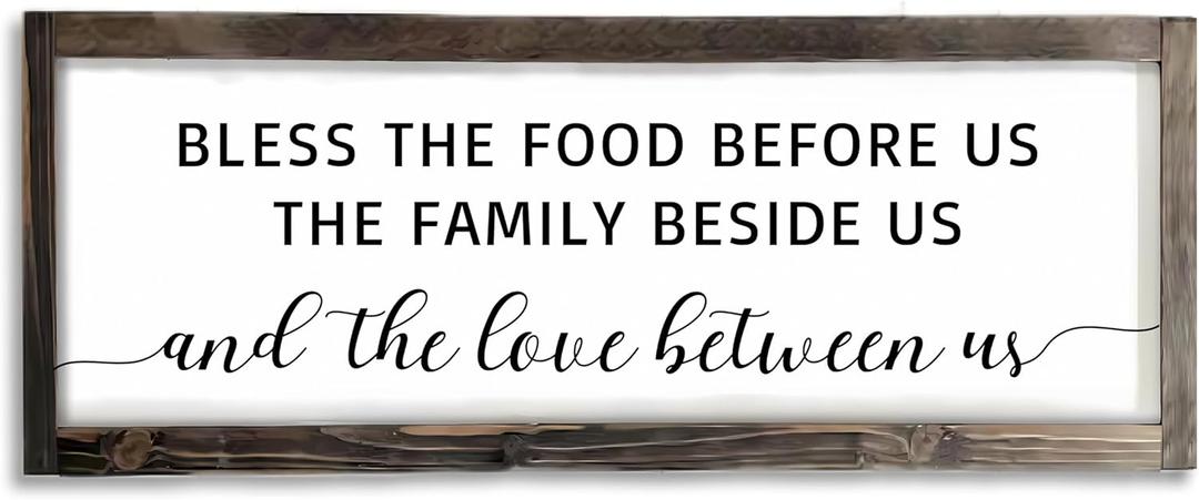 Dazingart Bless The Food Before Us Sign, Farmhouse Dining Room Wall Art, Rustic Christian Kitchen Dinning Prayer Wall Decor Housewarming Gift For New Home (bless food)