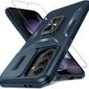 Compatible with Samsung Galaxy A36/A56 5G Case with Slide Camera Cover+Screen Protector+Metal Rotated Kickstand,Tough Hybrid Heavy Duty Shockproof Protective Phone Cover,2025 Blue