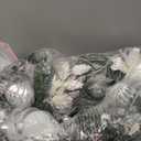 Adeeing Christmas Garland with Lights, 6 ft Pre-lit Silver White Christmas Garland with Ball Ornaments Pine Cones Berries Battery Operated Lights for Indoor Outdoor Fireplace Staircase Decoration