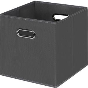 Black Foldable Storage Cubes Bins , Fabric Storage Box Cubes Organizer Baskets with Dual Handles for Home Organizer(Grey) (1 Pack)